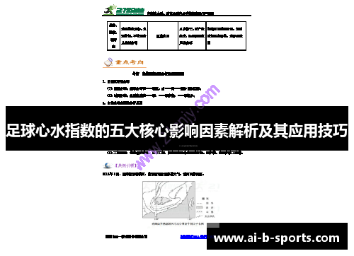 足球心水指数的五大核心影响因素解析及其应用技巧 足球心水指数的五大核心影响因素解析及其应用技巧