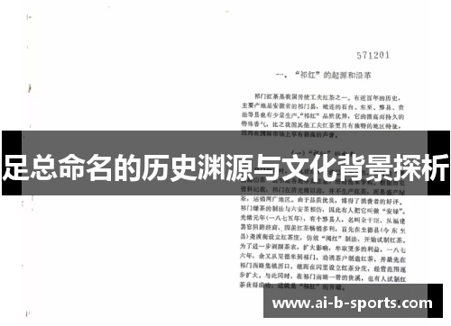 足总命名的历史渊源与文化背景探析 足总命名的历史渊源与文化背景探析
