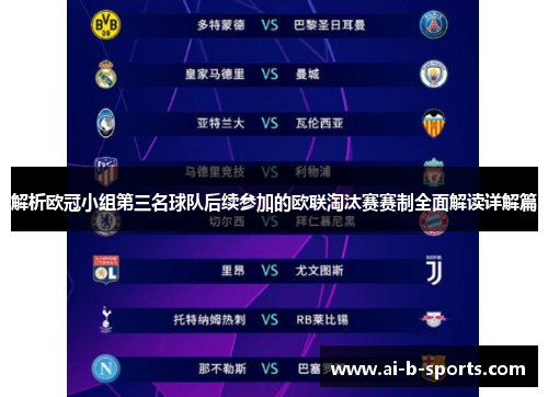 解析欧冠小组第三名球队后续参加的欧联淘汰赛赛制全面解读详解篇